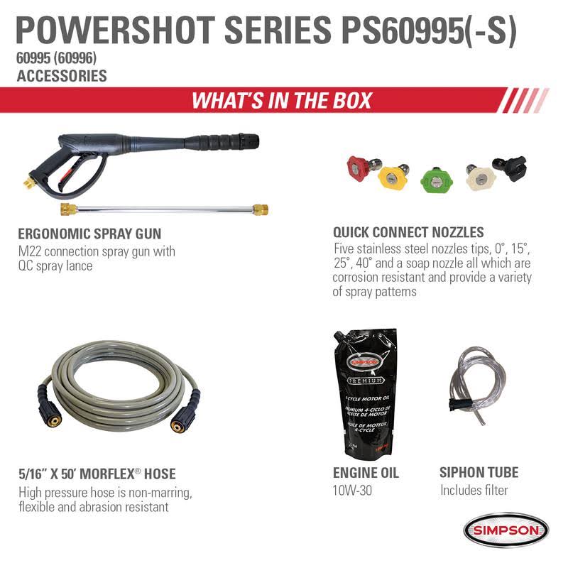 Simpson PS60995 3600 PSI GAS 2.5 GPM Pressure Washer