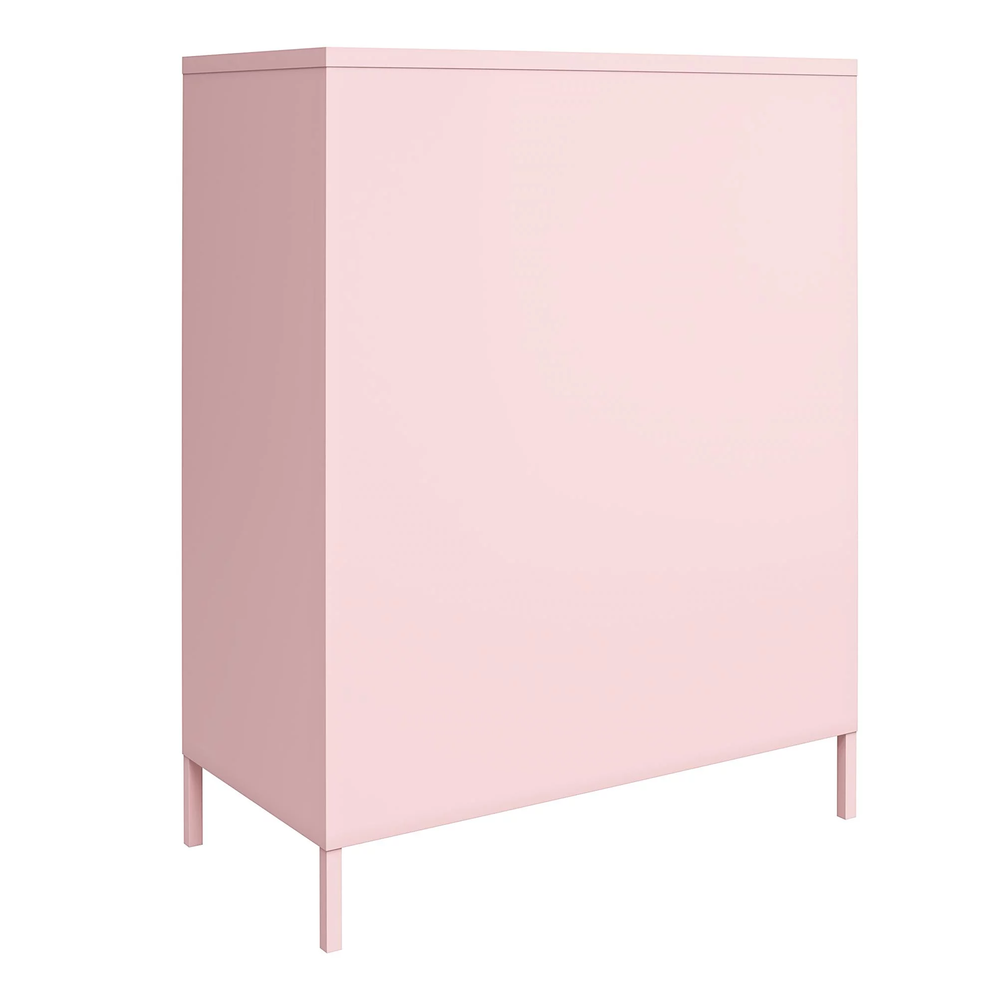 Novogratz Cache 2 Door Metal Locker Style Storage Accent Cabinet, Bashful Pink