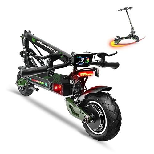 ZU06 1200W Adults Electric Scooter Up to 35 MPH, 52V Battery 50 Miles Long Range, Dual Suspension and Hydraulic Disc Brakes, 10" Off Road Fat Tires Fast E Scooter for Adults with Seat