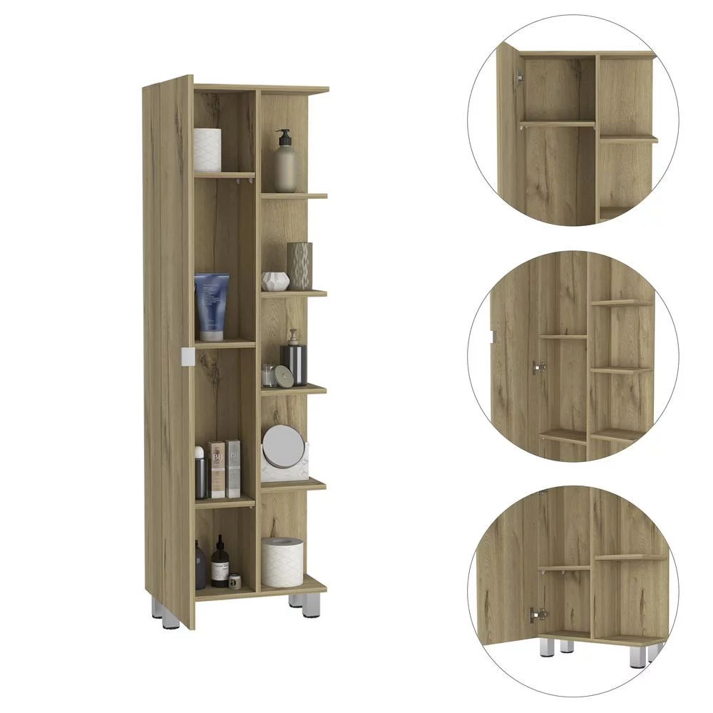 Depot E-Shop DE-MLD6583 Venus Linen Single Door Cabinet, Light Oak