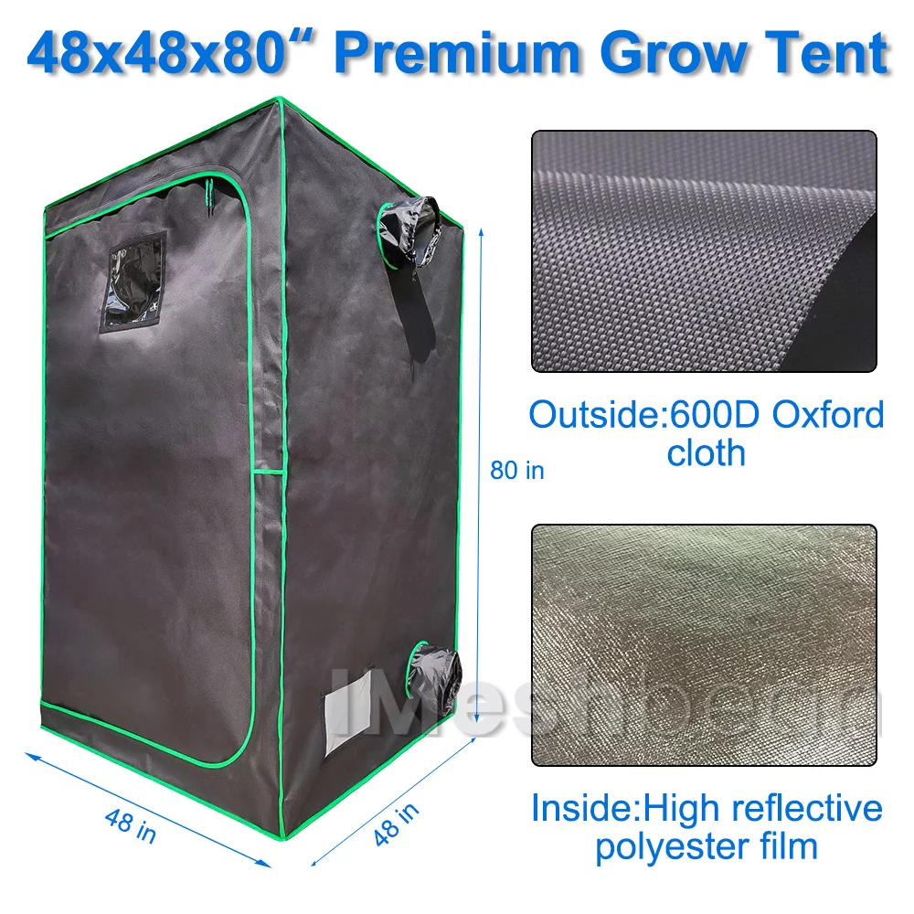iMeshbean Upgraded 48"x48"x80" Complete Grow Tent Kit w/LED Full Spectrum Grow Light+Ventilation Inline Fan+Carbon Filter+Timer+Thermostat