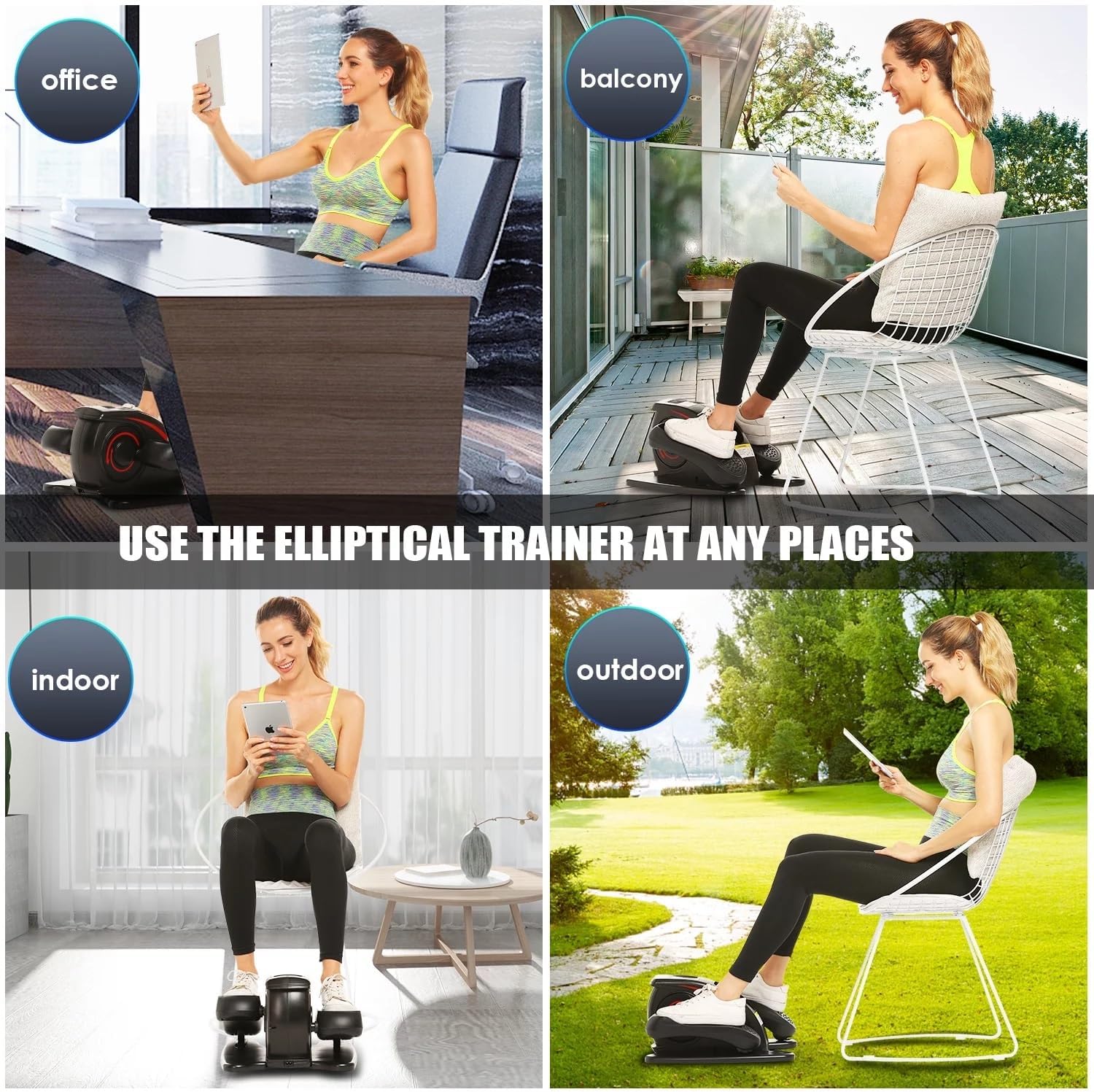 ANCHEER Under Desk Elliptical Machine Electric Seated Pedal Exerciser, Quiet & Compact Mini Elliptical Trainer with LCD Display Monitor and Remote Control, Home Office Leg Exerciser for Seniors,Adult