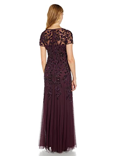 Adrianna Papell Women's Floral Beaded Godet Gown