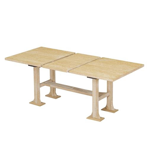 Farmhouse 6-Piece Extendable Dining Table Set, Trestle Kitchen Table Set with Removable Leaf and Upholstered Chair and Bench, Designed for A Large Family (Dark Brown/B)
