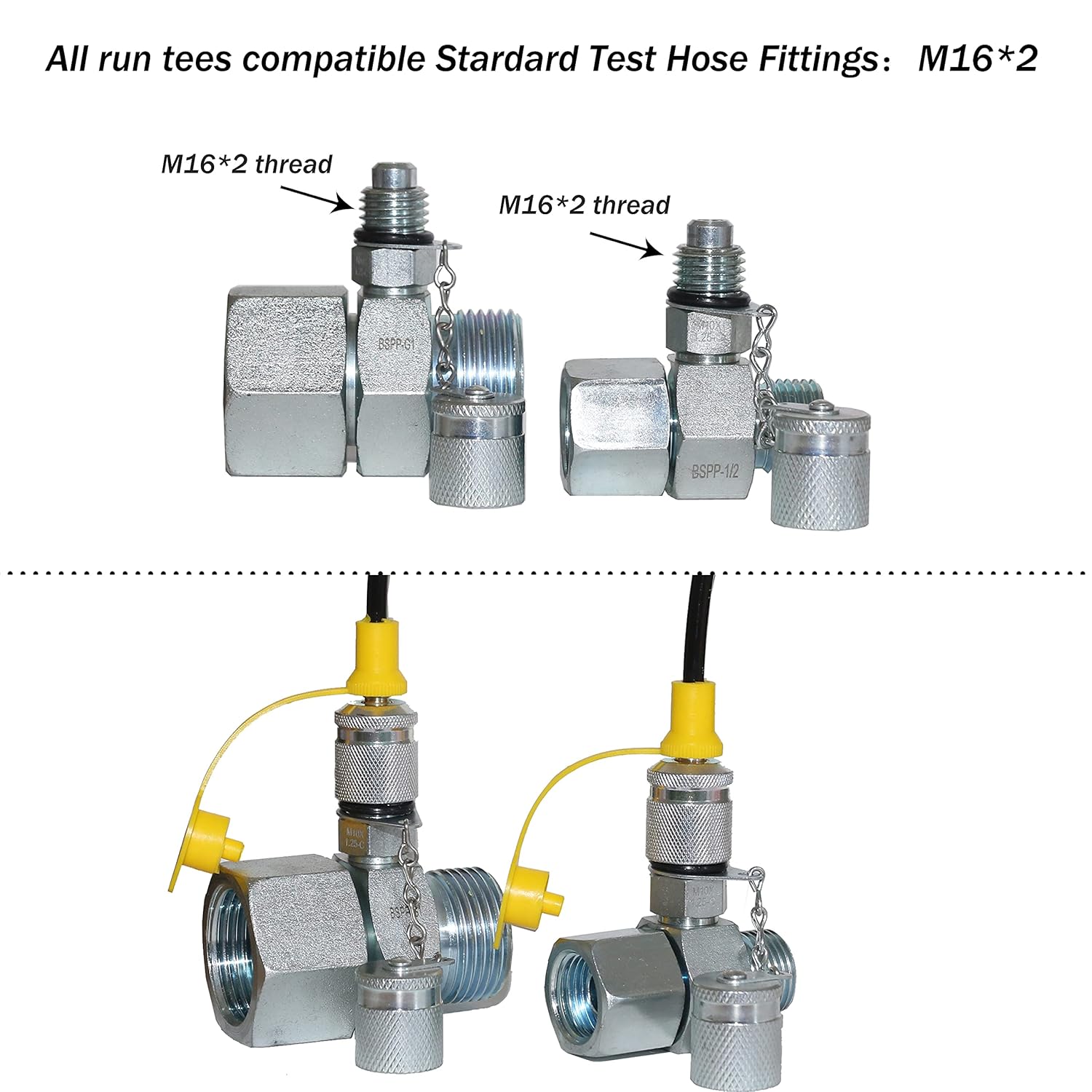 XZT 70DC Hydraulic Pressure Test Coupling Kit,Pressure gauges Set,Test Hose,BSPP ORFS JIC Hydraulic Swivel Run tees Set Repair Tools for Most Excavator Construction Machinery