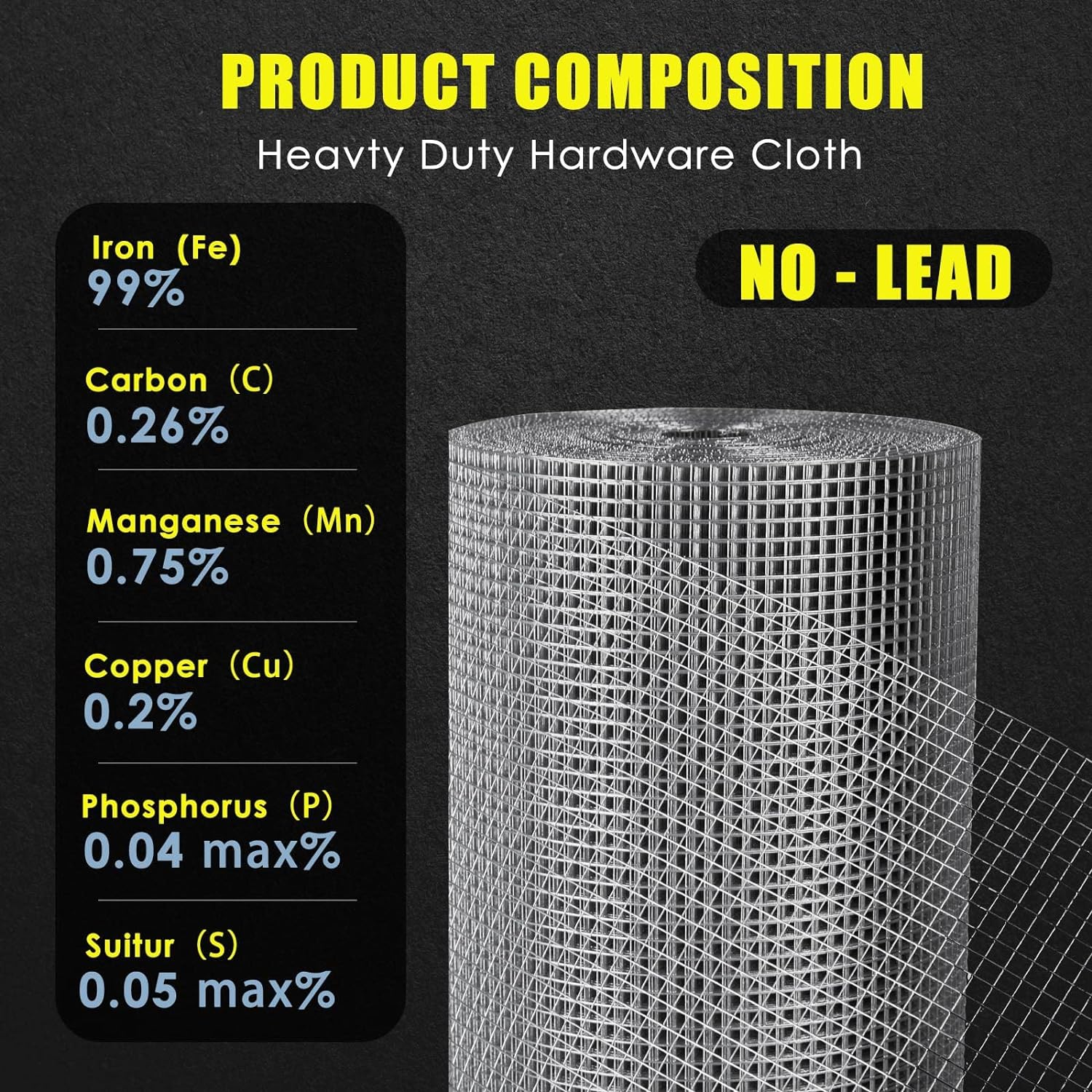 Hardware Cloth 1/2 inch 6ft x 100ft 19 Gauge - Chicken Wire Mesh Roll Welded Wire Fencing Garden Fencing Rodent/Rabbit Wire Chicken Coop/Run Wire Tree Guard
