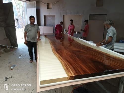 Rustic Natural Wood Crystal Clear River Epoxy Resin Dining Table Live Edge Table Conference Table Console Table Hallway Table Kitchen Table Patio Table End Table (30 Inches Tall, 120 x 36 Inches)