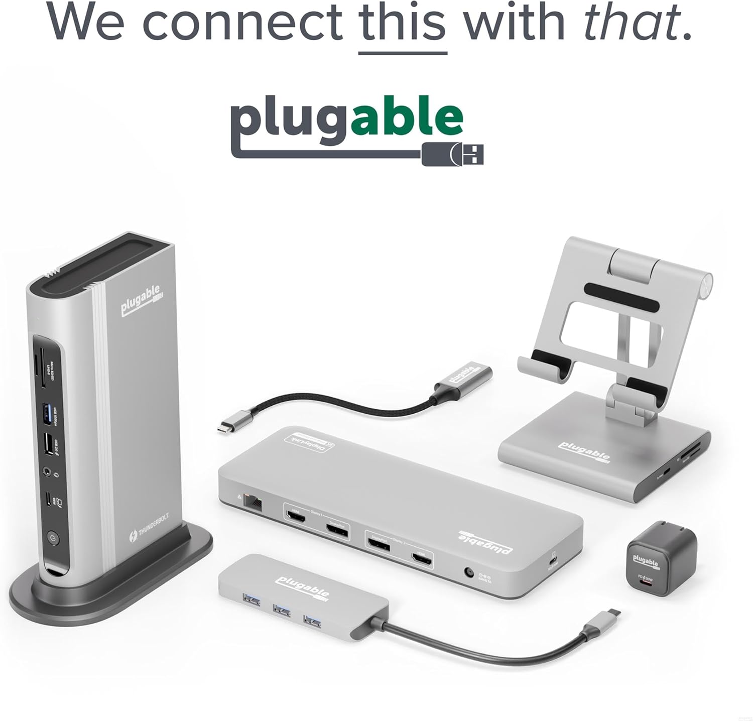 Plugable 14-in-1 USB-C and Thunderbolt Dock - 40Gbps, 96W Charging, Compatible with Mac and Windows, 2X HDMI 2.0 and DisplayPort 4K60, 7X USB Ports, Ethernet, Audio, SD/MicroSD, Certified, Driverless