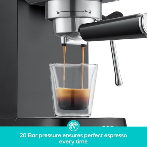 CASABREWS CM5418 Espresso Machine 20 Bar, Compact Espresso Maker with Steam Milk Frother, Stainless Steel Coffee Machine with 34oz Removable Water Tank for Cappuccino, Latte, Silver