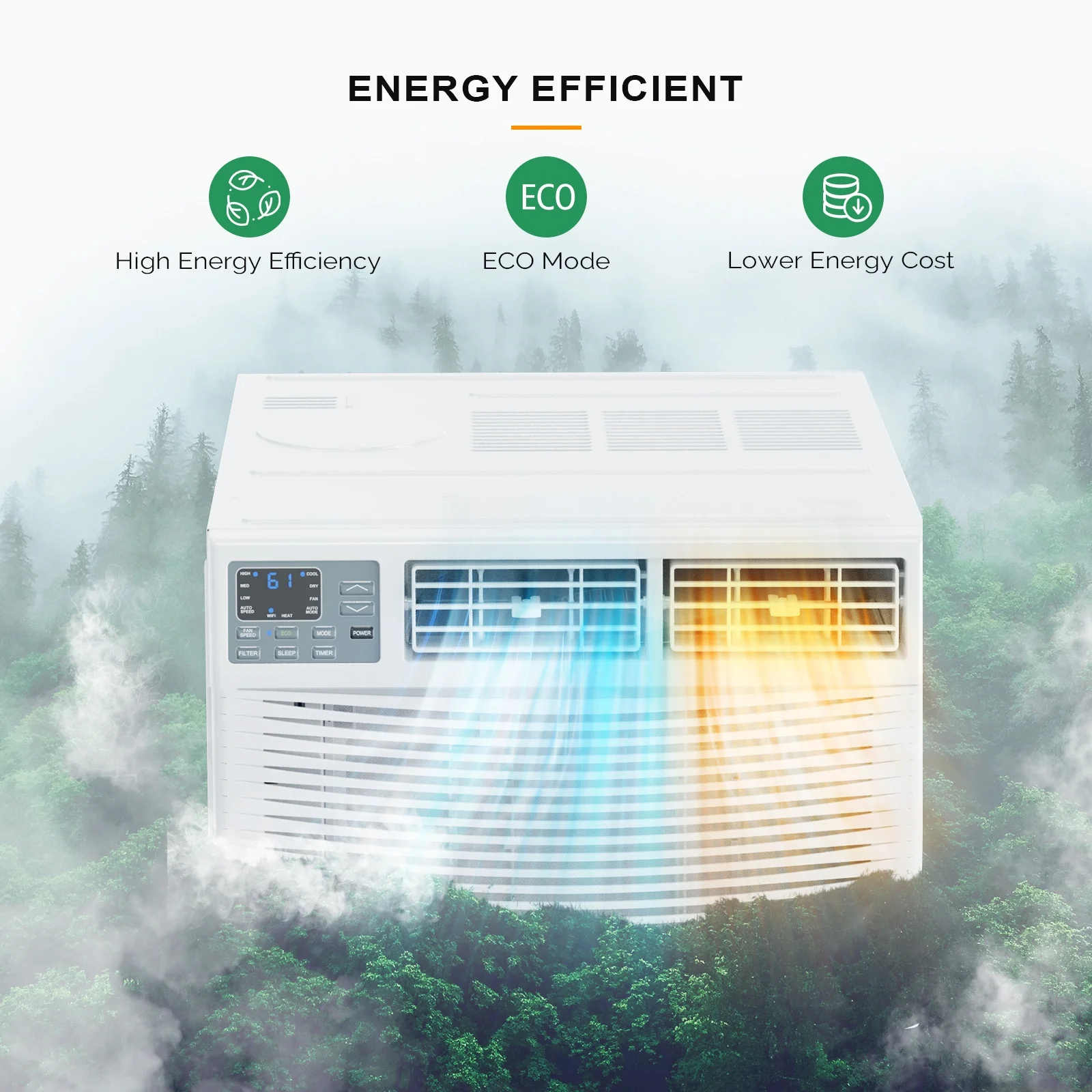 ROVSUN 8000 BTU Window Air Conditioner with Heat, Window AC Unit & Heater Combo with APP & Voice Smart Control, Timer Function & Easy Installation Kit, Work with Alexa/Google Assistant, 115V/60Hz