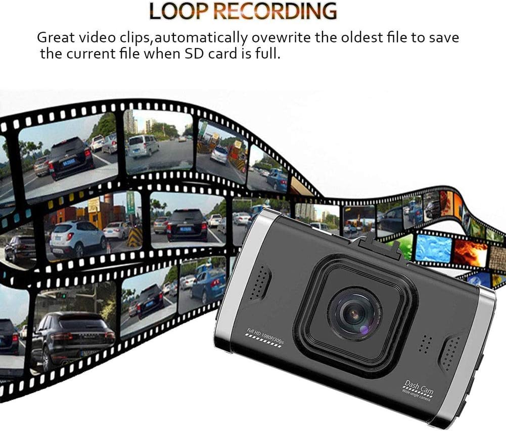 Dash Cam Dash Camera Double Recording Full 1080P HD Recording DVR Cam Video Recorder in Car Camera Dashcam for Cars 170 Wide Angle WDR with 3.0" LCD Display Night Vision Motion Detection G-Sensor