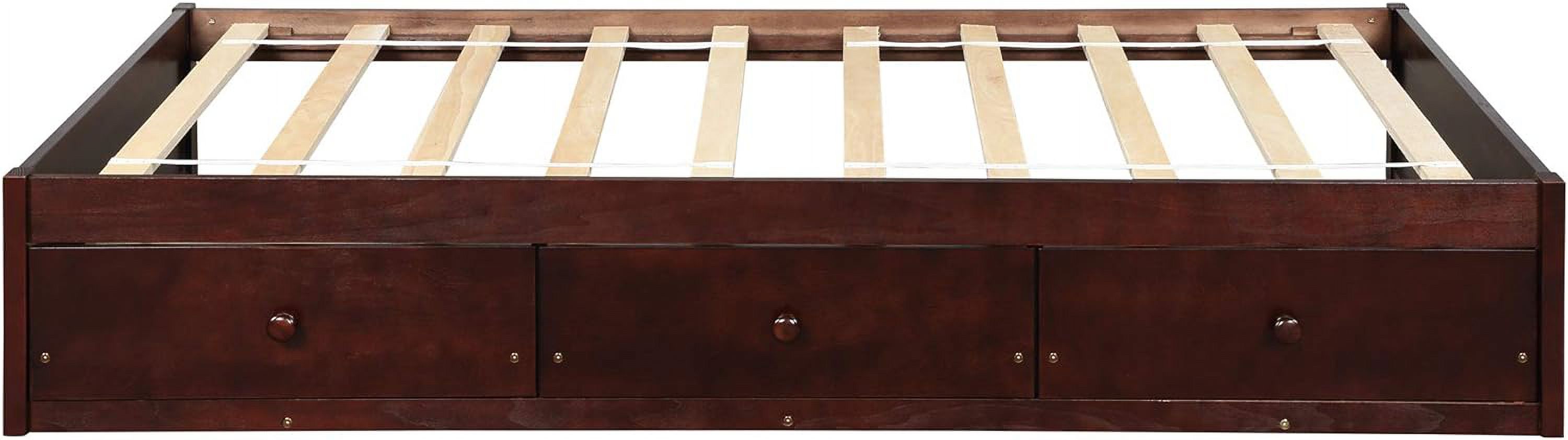 Storage Bed With 3 Drawers, Wood Platform Bed Frame With Storage Drawers, Bed Frame With Wood Slat Support, o Box Sprig eeded,Cherry