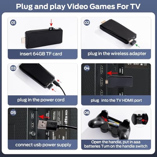 Retro Game Console, Wireless Retro Game Console, Plug & Play Video TV Game, Built-in 24,900+Games, 4K HDMI Output, and 2.4GHz Wireless Controller, 9 Classic Emulators (64G)