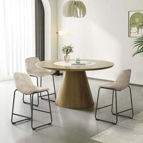 Rfiver Counter Height Bar Stools Set of 2, Counter Stool with Back, Modern Faux Leather Barstools with Metal Legs and Footrest, Dining Chairs for Home Kitchen Island, Support 500 lbs, Grey