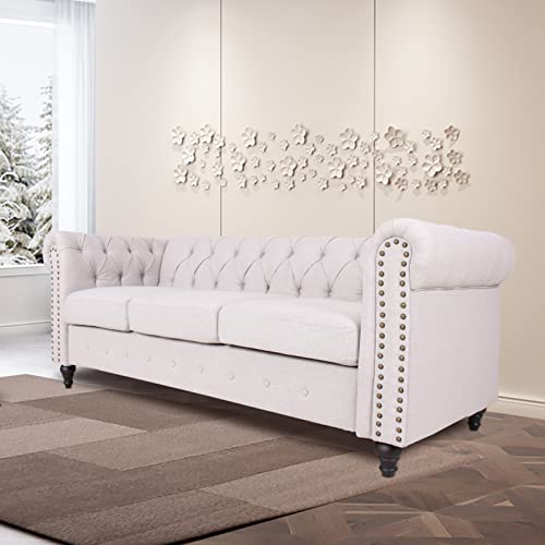 Chesterfield Sofa with Nail-Head for Living Room Office Sofa Set Modern Fabric Sofa Accent Tufted Chairs for Living Room