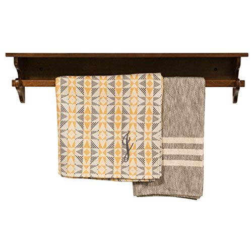 RRD Mounted Quilt Rack with Shelf – Amish Made Quilt Hangers for Wall Hangings with Display Shelf – Rustic Quilt Wall Hangers for Twin to King Blankets (Oak Wood, Michaels Stain, 48” L)