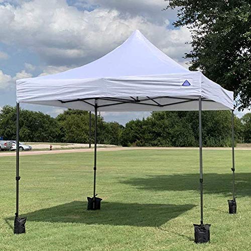 DELTA 10'x10' Pop Up Party Tent Commercial Instant Party Wedding Canopy Shelter Ez + Wheel Bag + 4 Weight Bags -10'x10' D Model White