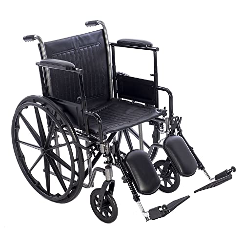 Lightweight Manual Wheelchairs for Adults - 20" Transport Wheelchair with Adjustable Standard and Hemi Height, Removeable Padded Full Length Arm Rests, Swing Away Footrests - Chariot II K2