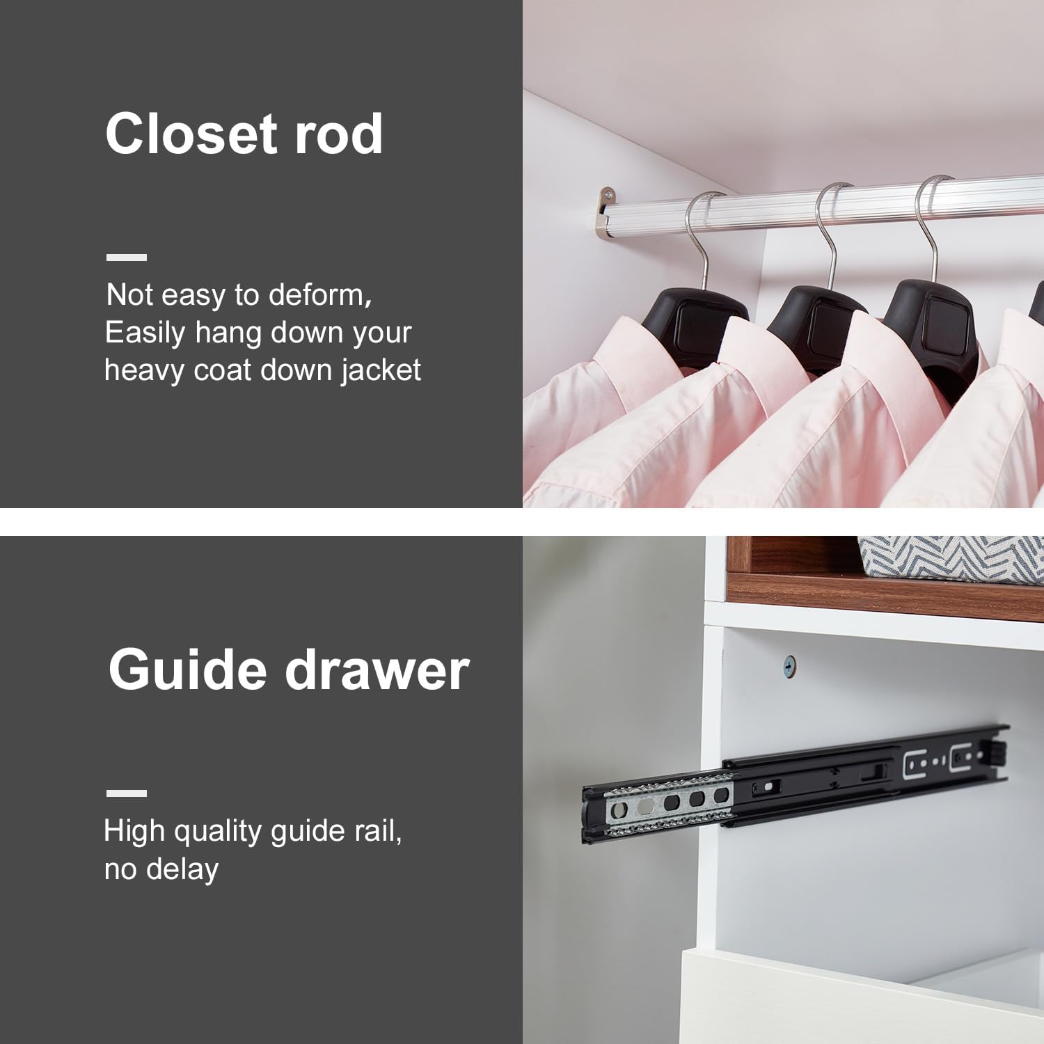 Wooden White 3-Door Armoire Wardrobe Closet with Hanging Rod Bedroom Armoires Wardrobe Closet Large Capacity Wardrobe Cabinet 47.3" W x 20.3" D x 74.2" H