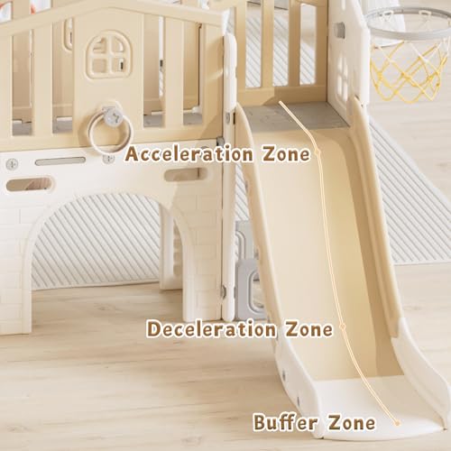 KORIMEFA 8 in 1 Toddler Slide Set, Kids Slide for Toddlers Age 1-3, Toddler Climber Slide PlaySet with Basketball Hoop,Outdoor Indoor Playground for Toddlers 1-3, Gray