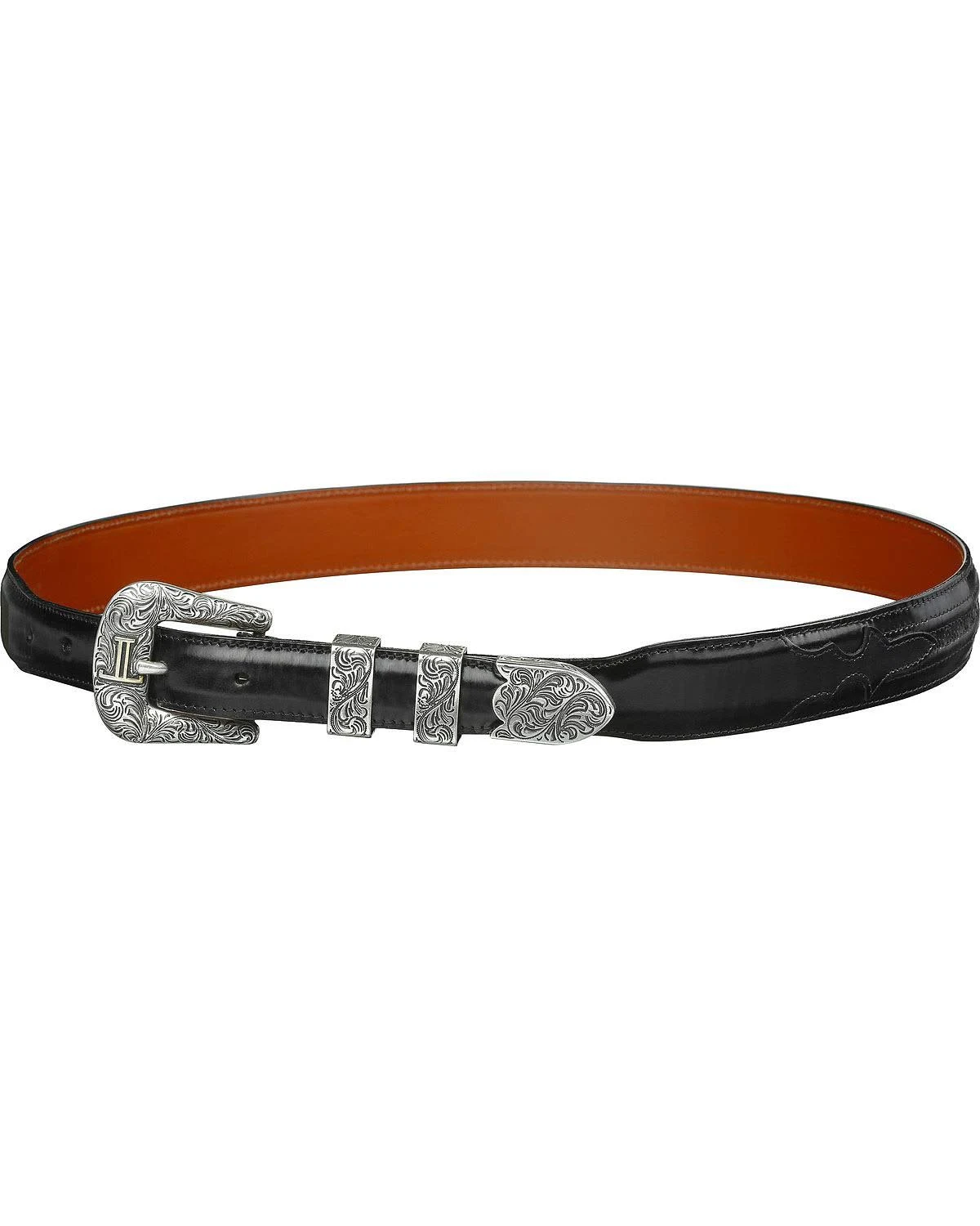 Lucchese Men&s Hobby Stitch Tapered Goat Belt, Black, W2202H