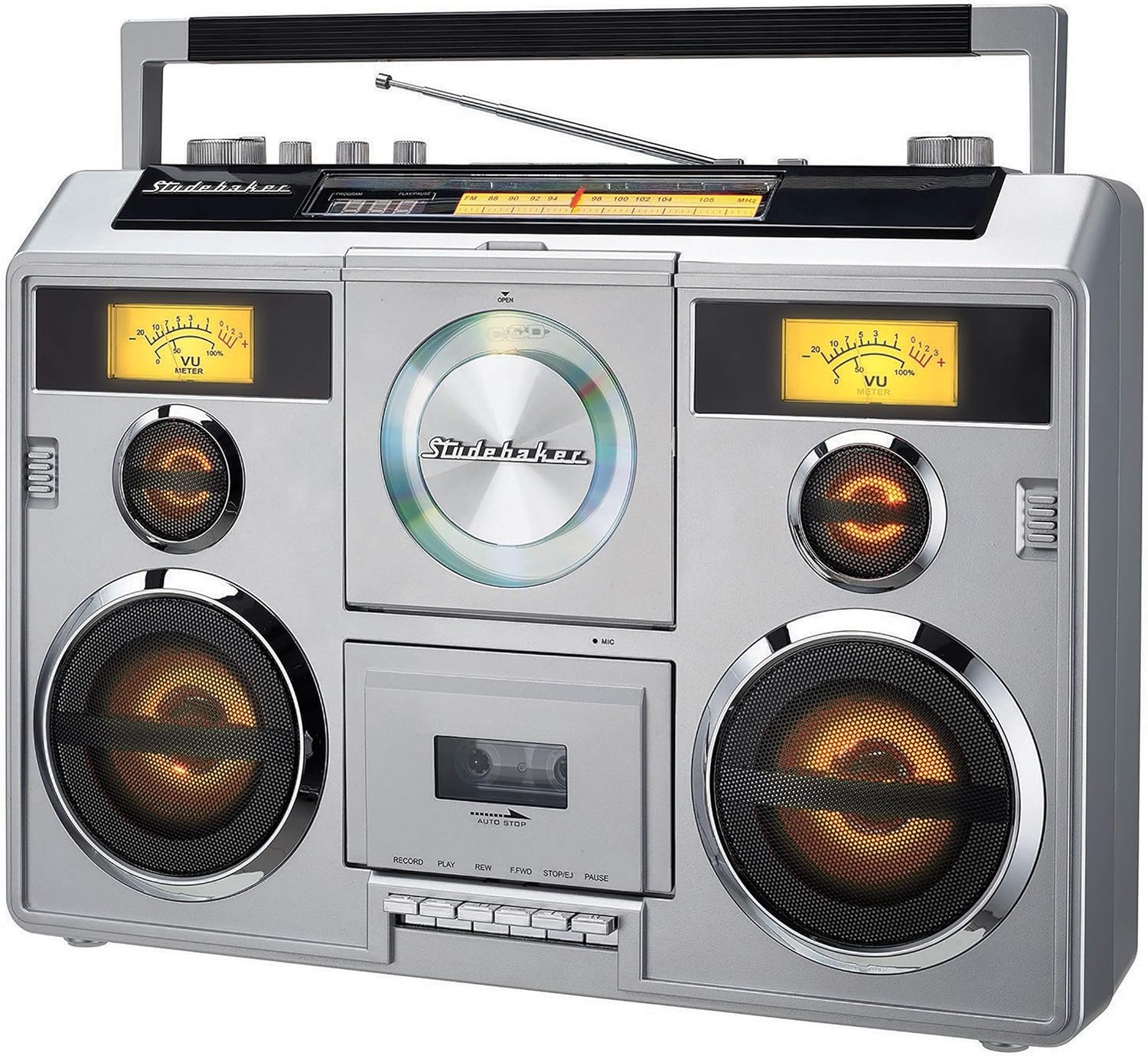 Sound Station Portable Stereo Boombox with Bluetooth/CD/AM-FM Radio/Cassette Recorder (Black)