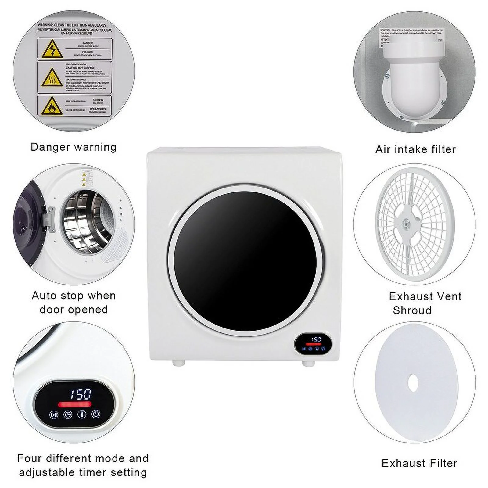 2.6 Cu.ft Compact Household Dryer, White