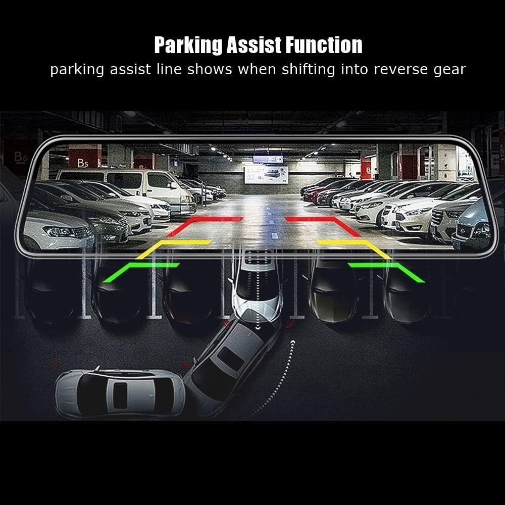 NikoMaku Mirror Dash Cam Front and Rear Backup Camera 10 Inch Screen for Cars Full Touch Screen Rear View Mirror Camera 170&deg; Wide Angle Dual Lenses Waterproof AS4