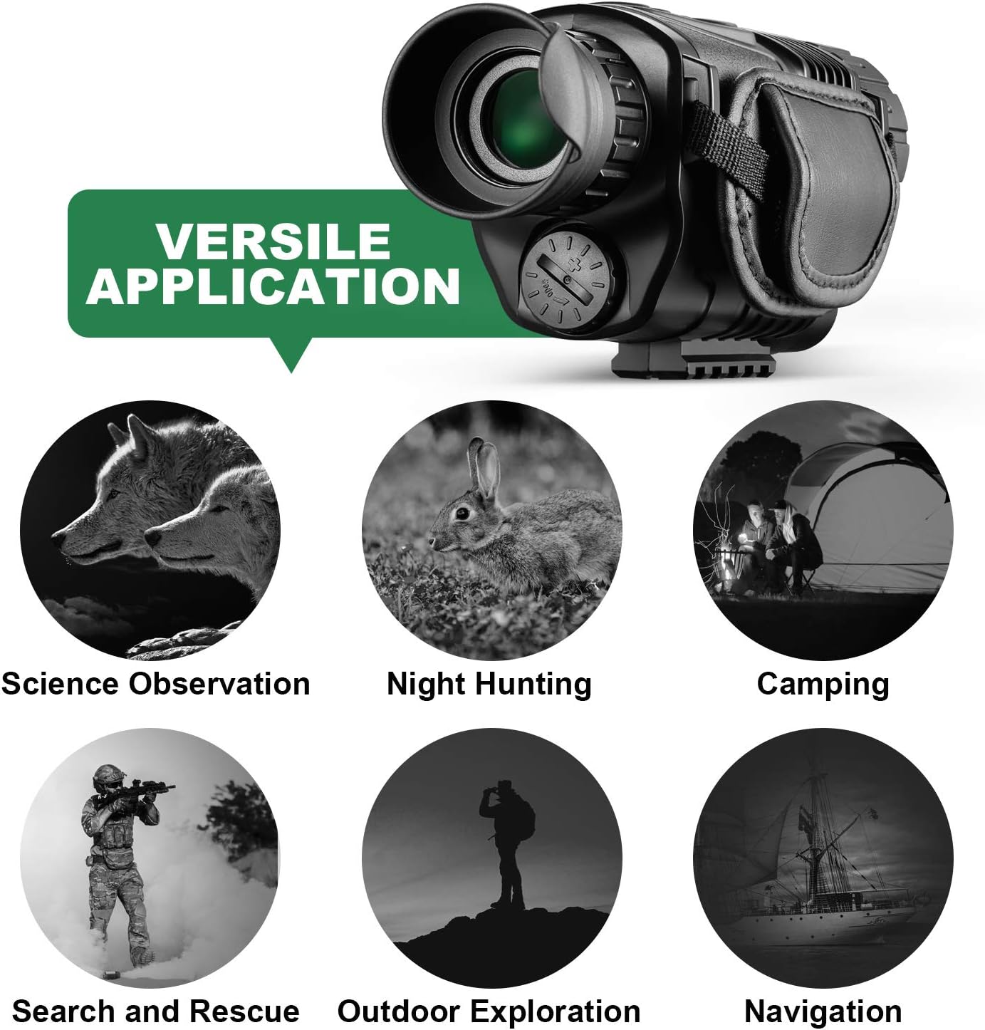 8x40 Infrared Night Vision Monocular Digital Camera with Video Playback USB Output Function for Hunting and Wildlife 200m in Darkness 8G TFCard
