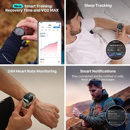 Ticwatch Pro 5 Smartwatch for Men Snapdragon W5+ Gen 1 Wear OS Smart Watch 80 Hrs Long Battery Life Health Fitness Tracking 5ATM Water Resistance GPS Compass Android Only Compatible, Obsidian