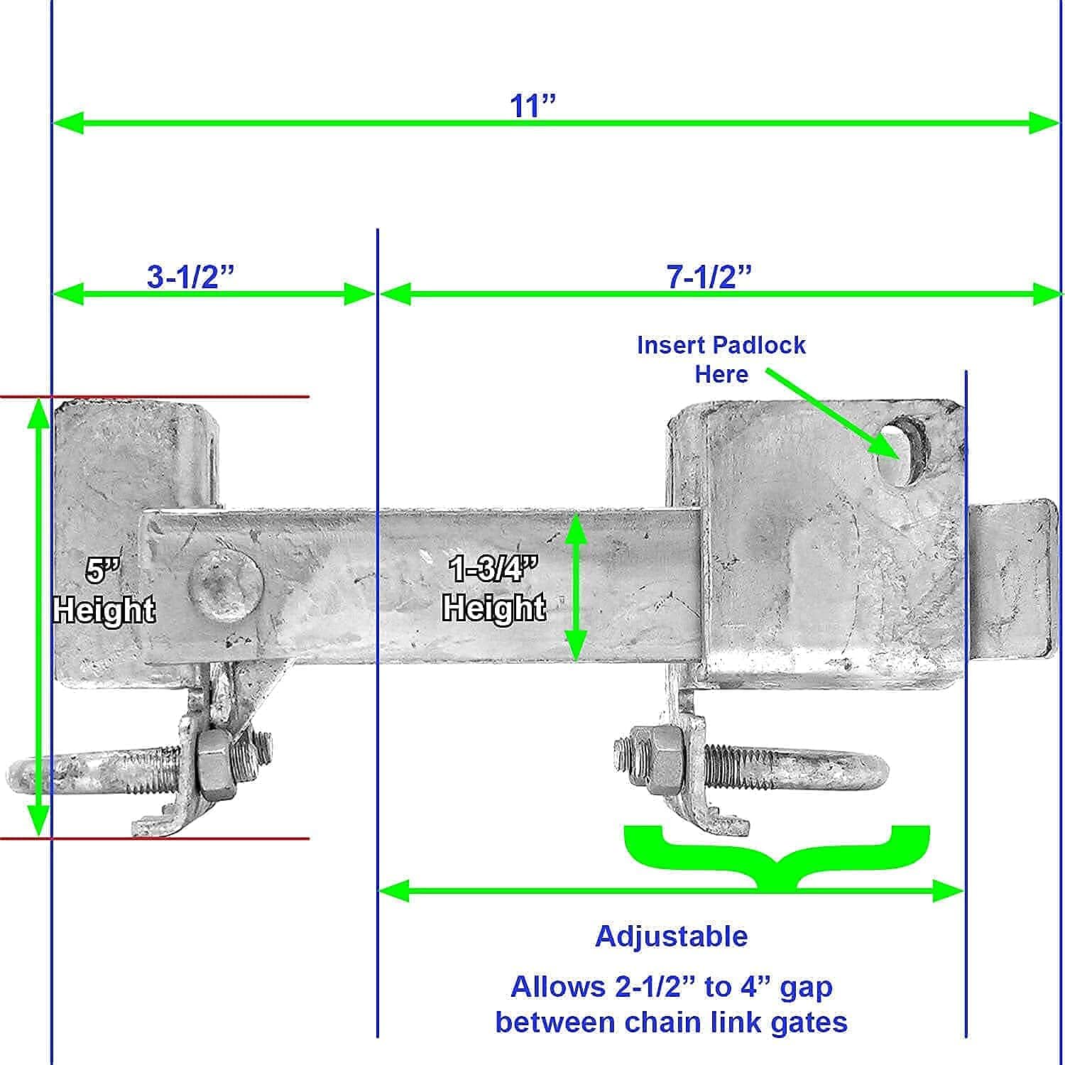 Chain Link Commercial Strong Arm Double Gate Latch - Latches Two Gates Together Without The Need of a Drop Rod - Chain Link Double Gate Latch for 1-5/8" Thru 2" Gate Frames Pack of 2