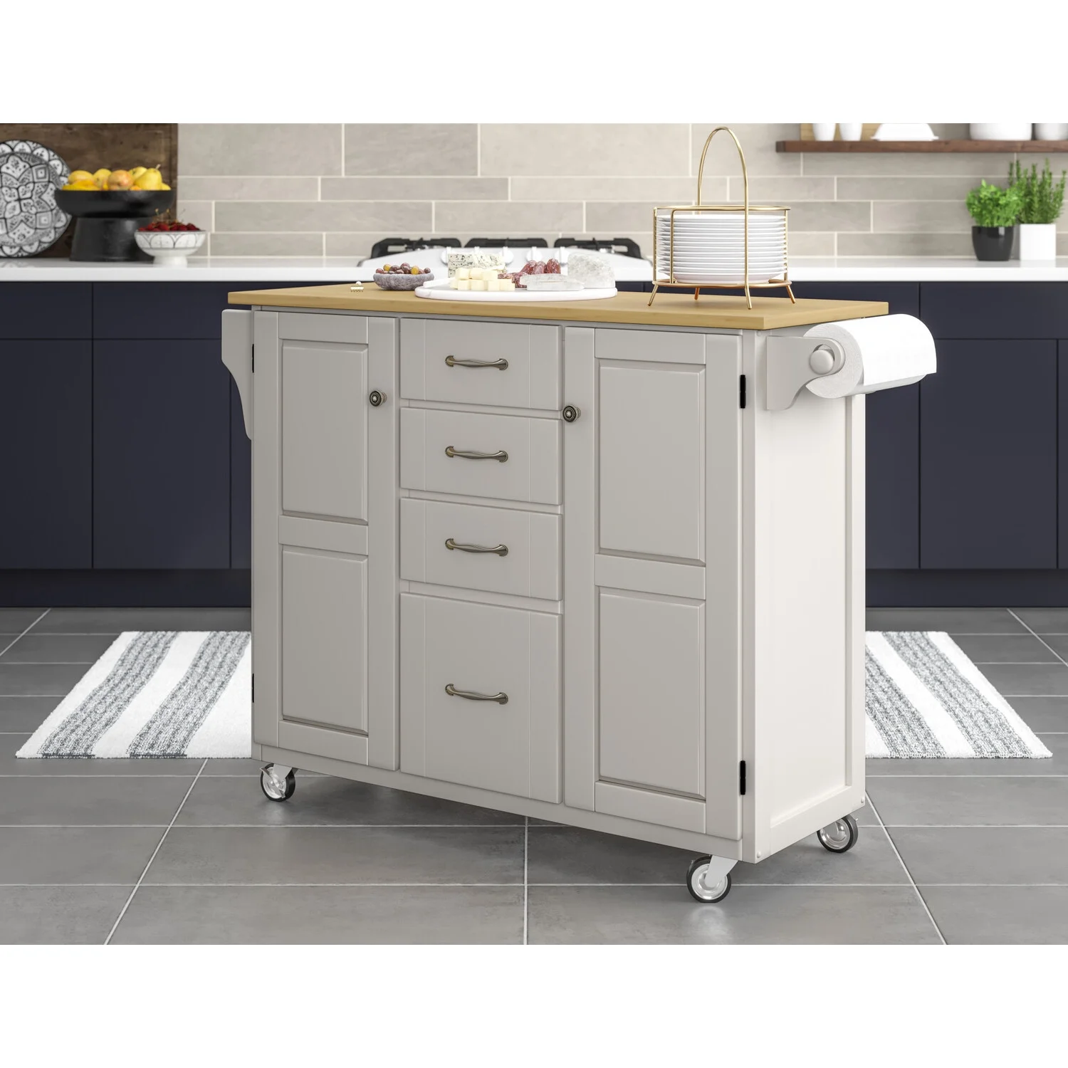 Homestyles Create-a-Cart Wood Rolling Kitchen Cart in Off White
