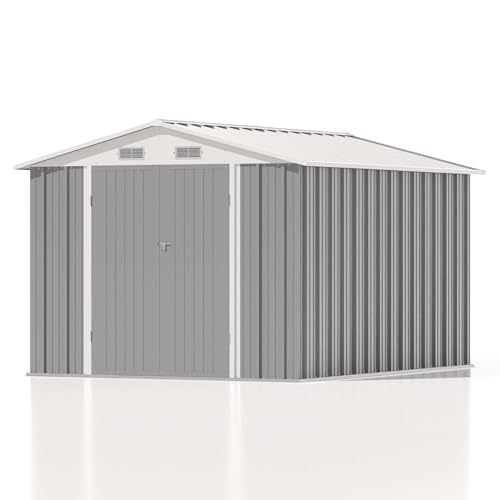 Patiowell 3 x 3 FT Outdoor Storage Shed,Small Garden Tool Storage Shed with Sloping Roof and Single Lockable Door, Outdoor Shed for Backyard Garden Patio Lawn, Grey