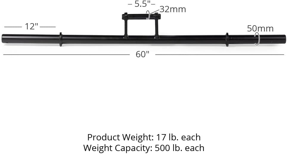 Titan Fitness 60in Farmers Walk Handles, Barbell Style Grip Farmers Carry, Rated 500 LB Each, Grip Strength Weight Training