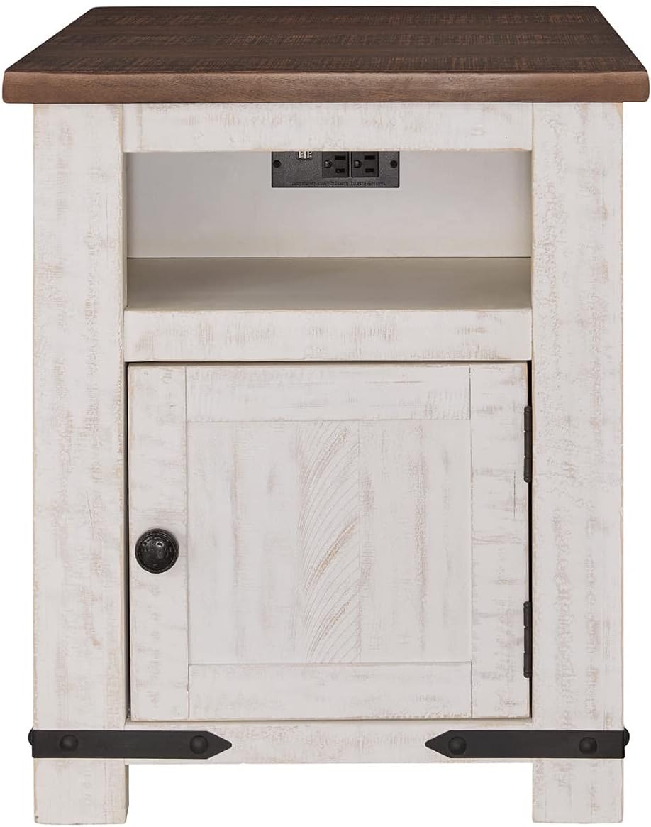 Signature Design by Ashley Wystfield Casual Rectangularangular End Table, White/Brown