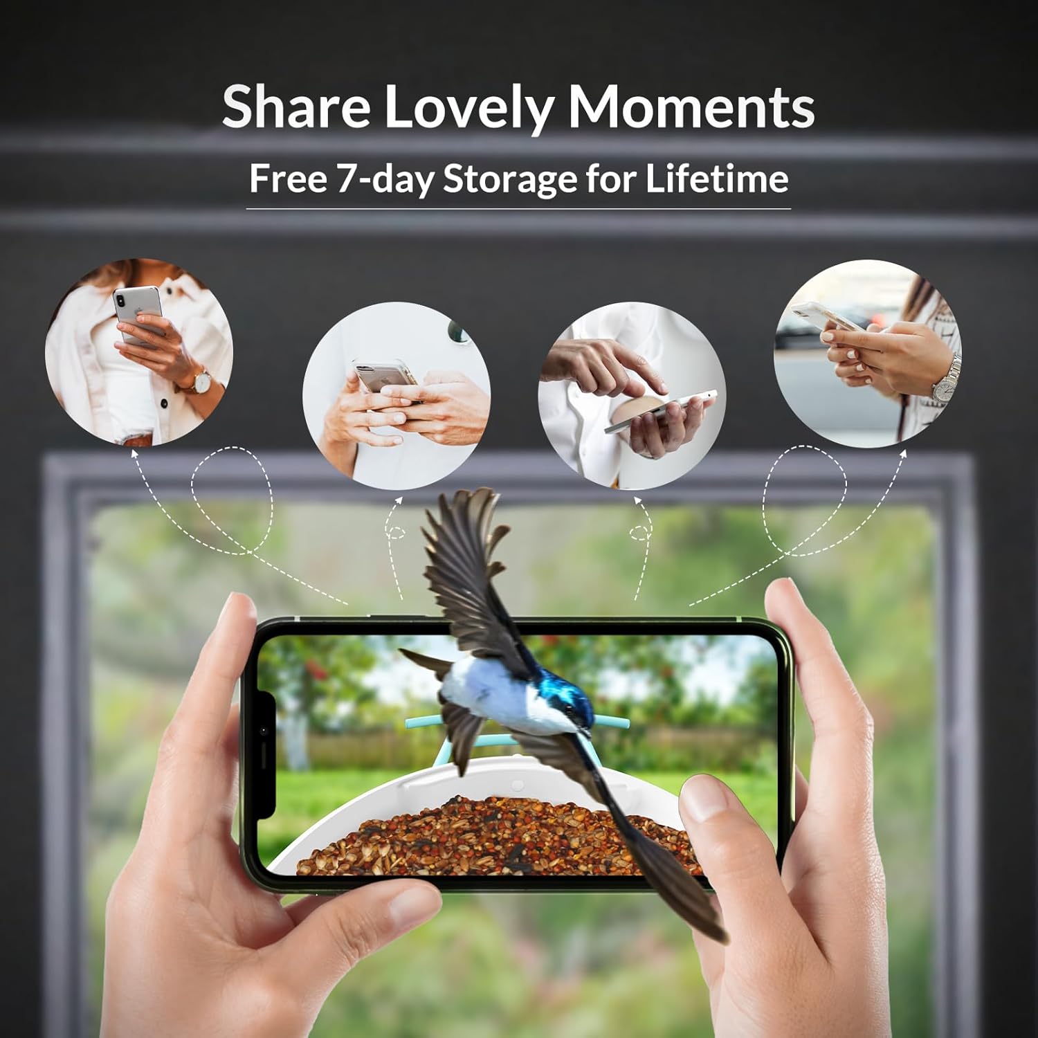 NETVUE Smart Bird Feeder with Camera, Auto Capture Bird Video & Notify, Battery Powered Wireless Outdoor Bird Watching Camera, Ideal Gift for Bird Lover