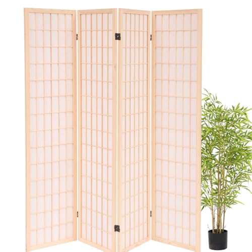 Freestanding Japanese Shoji Screen Room Divider 6 Panels – 5.6FT Tall Foldable Wooden Privacy Partition for Home, Office, Garden & Meditation Space (67" H)