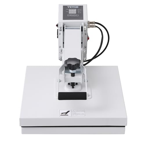 VEVOR Heat Press, Heat Press Machine for T-Shirt, Fast Heating, High Pressure Heat Press 15x15, Power Digital Industrial Sublimation Printer for Heat Transfer Vinyl, Easy to Use, White