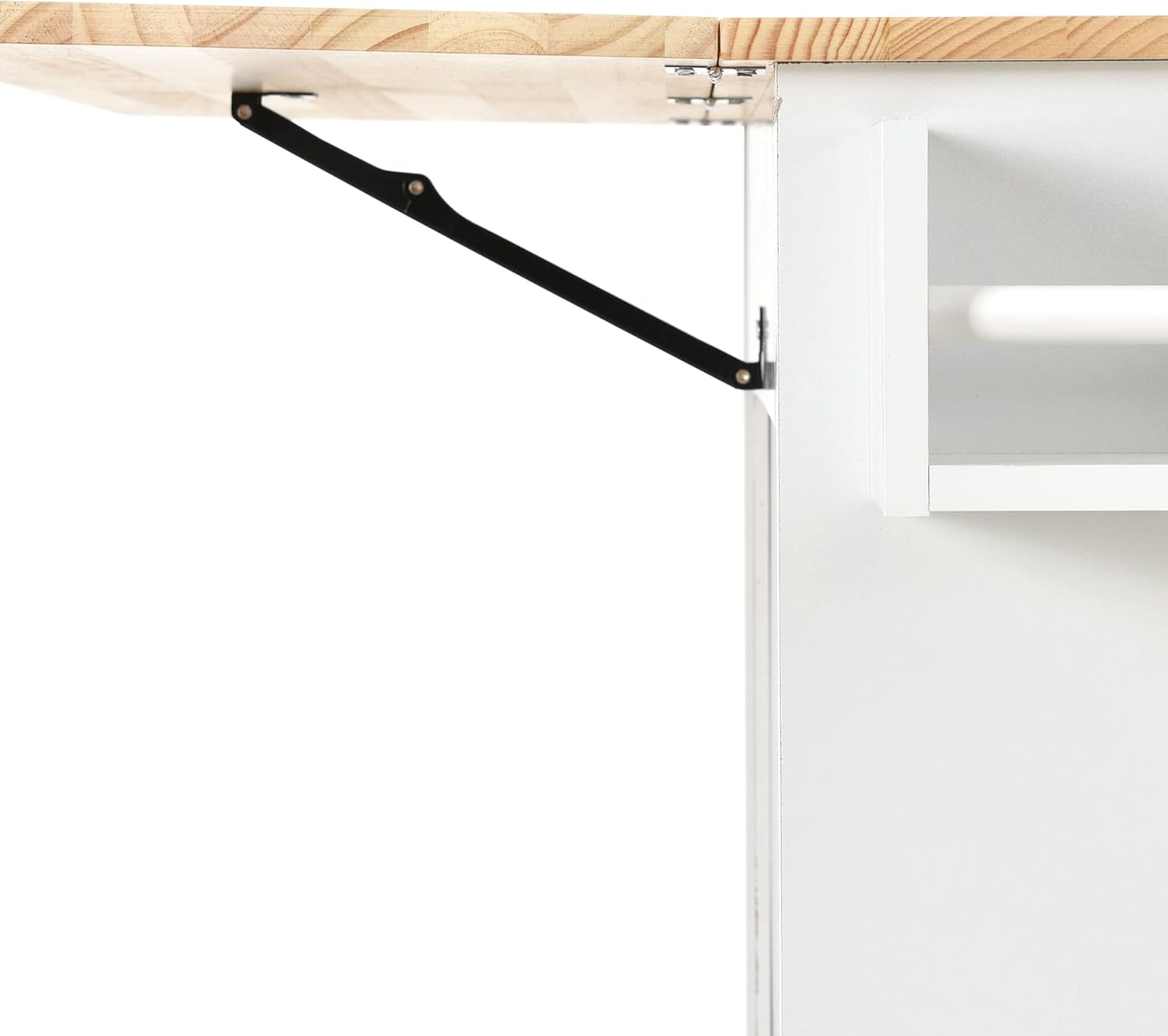 52.7 Inch Width Kitchen Island with 3 Drawers and Internal Storage Racks, Rolling Kitchen Cart with Towel Rack and Locking Wheels, Spice Rack, Drop Leaf Counter Top, Adjustable Shelves, White