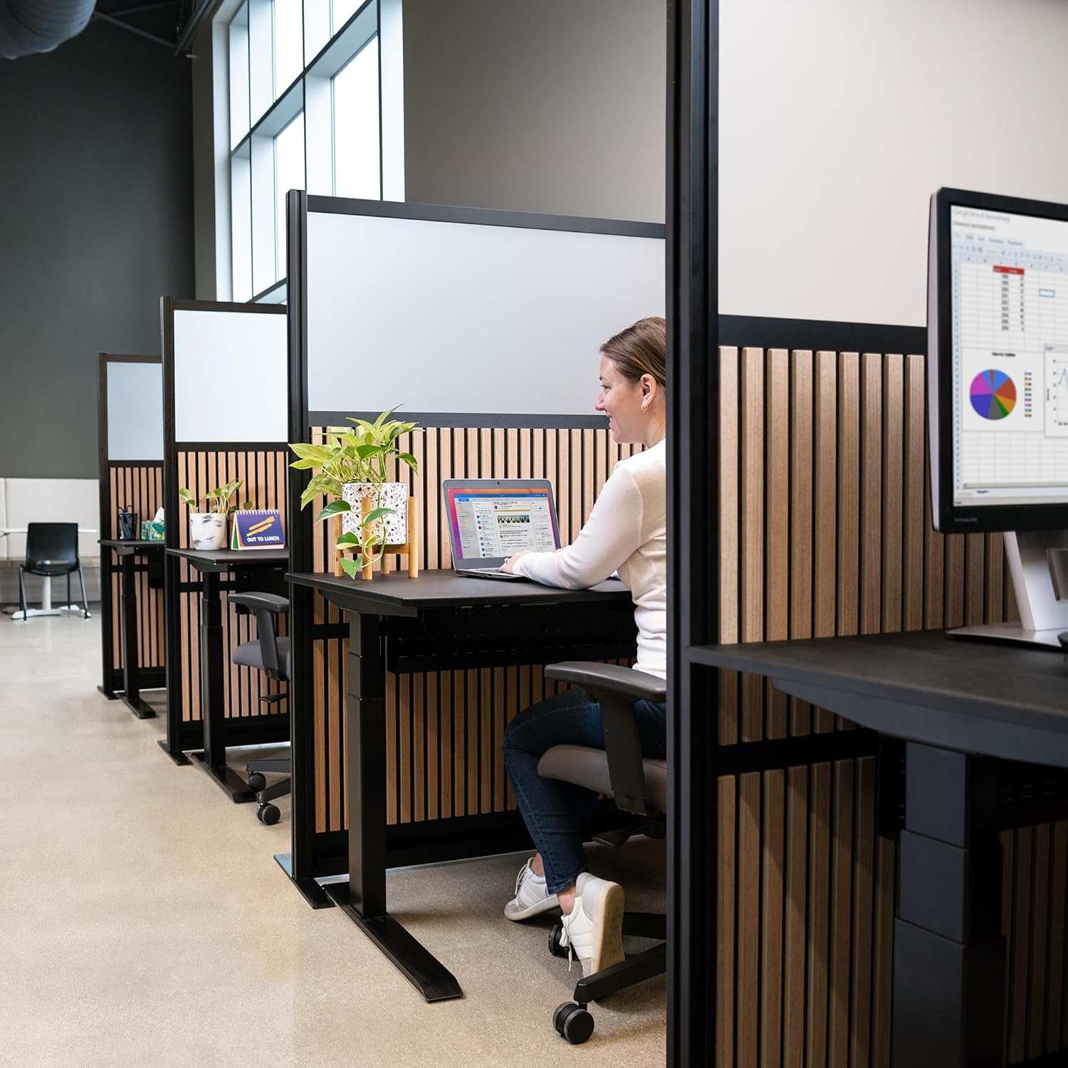 Stand Up Desk Store Grove Modular Wall | Modern Style Partition, Cubicle Wall & Room Divider for Office, School, Library | Recycled PET Noise Reduction Panels | 70x48”