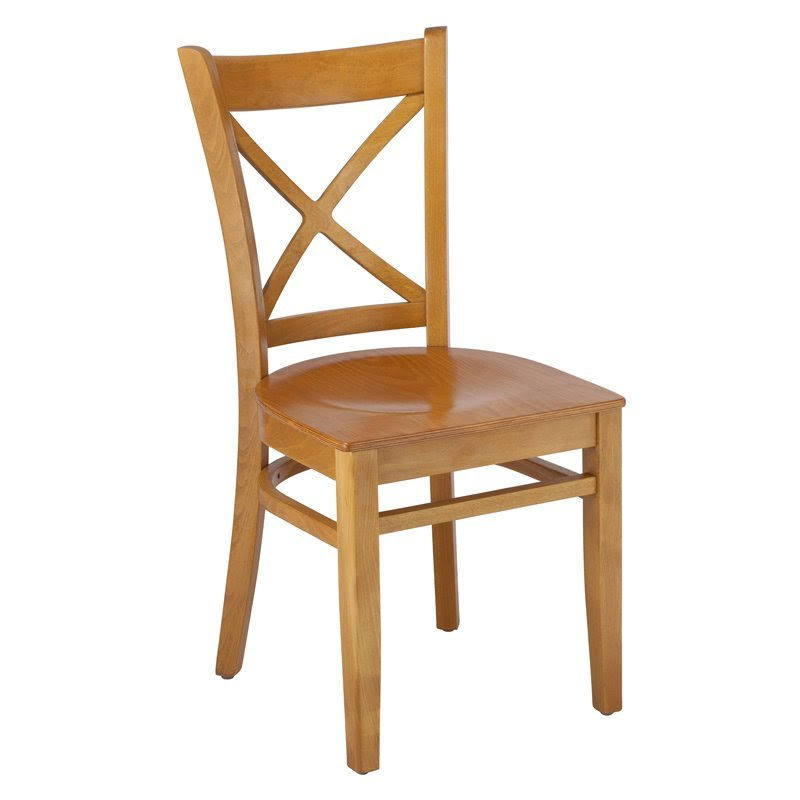 Cross Back Side Chair in Cherry with Wood Seat (Set of 2)