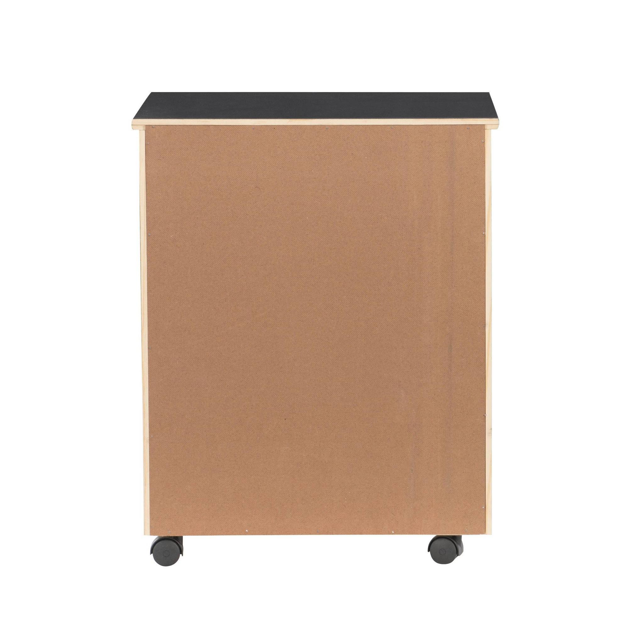 Linon Cary Wide 6-Drawer Rolling Storage Cart, Black