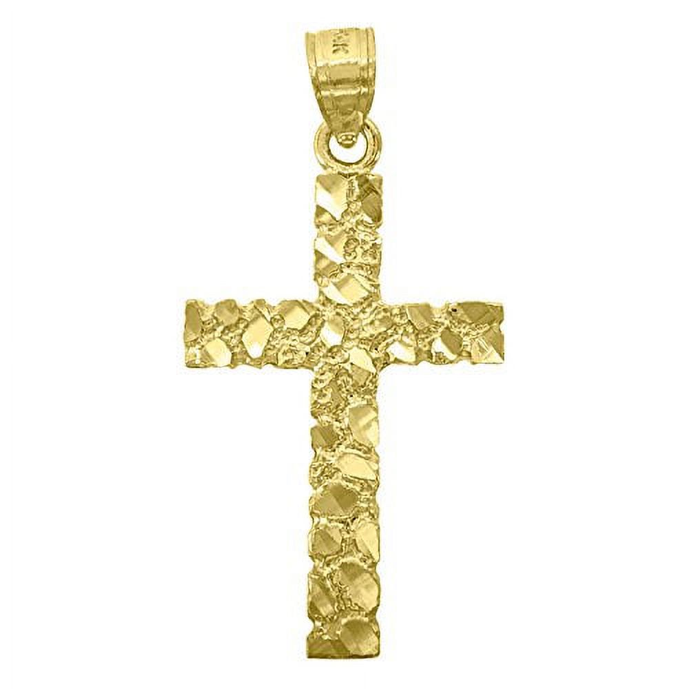 14kt Yellow Gold Mens DC Nugget Cross Ht:33.3mm Religious Pendant Charm