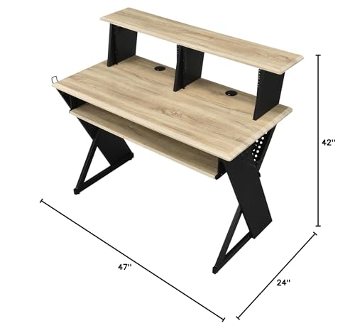 Solid Wood Black Music Studio Table, Black Finish for Small Spaces, Office, Room