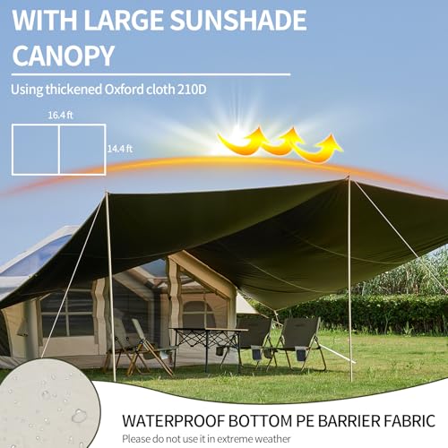 Inflatable Tent with Pump,4-6 Person Instant Glamping Camping Tents House, Easy Setup Blow Up Family Tents for 4 Seasons Waterproof Inflatable Tent for Camping with Mesh Windows.