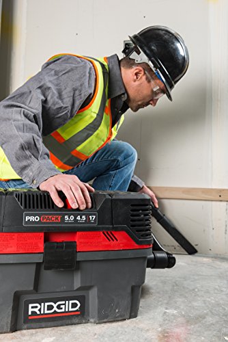 RIDGID 50318 4500RV ProPack Wet Dry Vac, 4.5-Gallon Portable Wet Dry Vacuum with Toolbox Design, 5.0 Peak HP Motor, Expandable Pro Hose, Blower Port