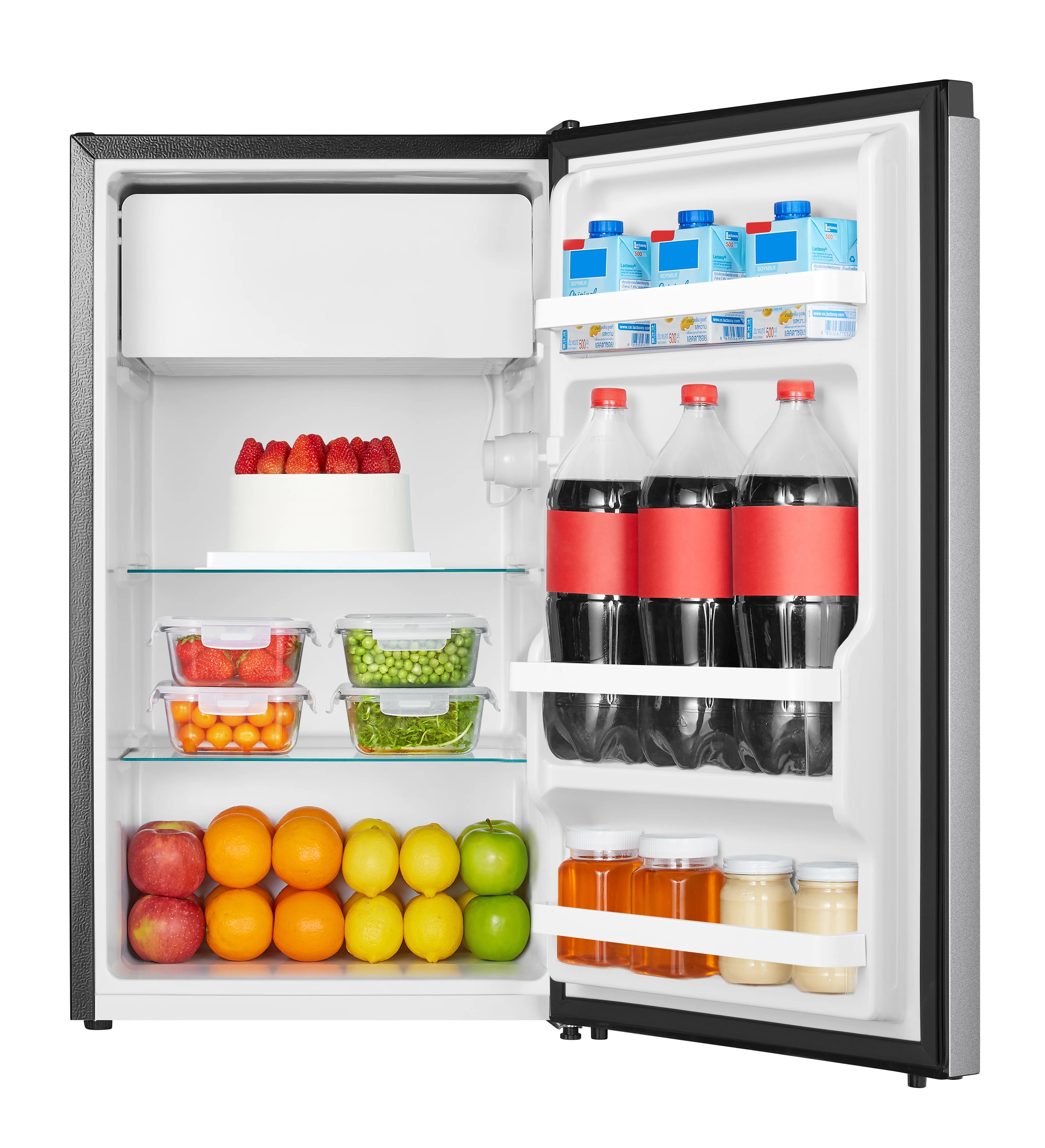 Hisense 4.4 Cu ft. Single Door Mini Fridge with Chiller, Silver 18.7" Width