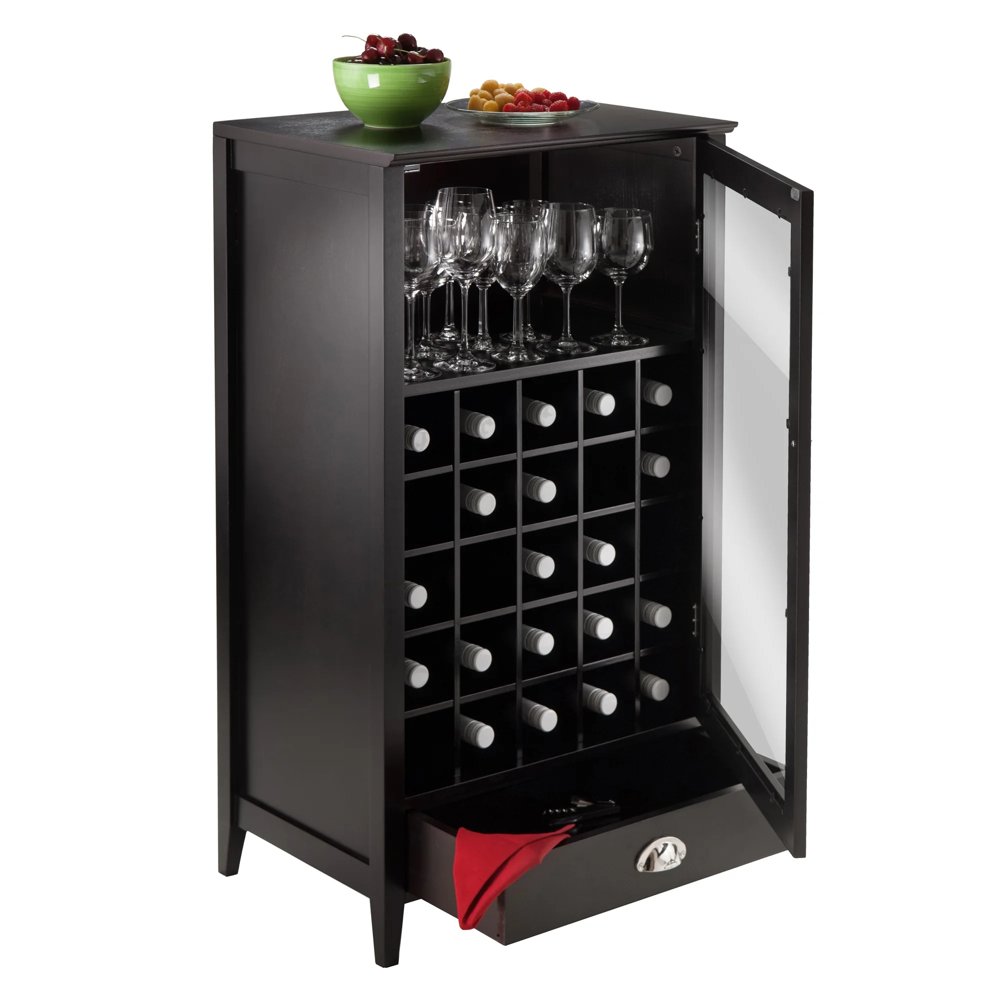 Winsome Wood Bordeaux 25-Bottle Modular Wine Cabinet, Espresso Finish