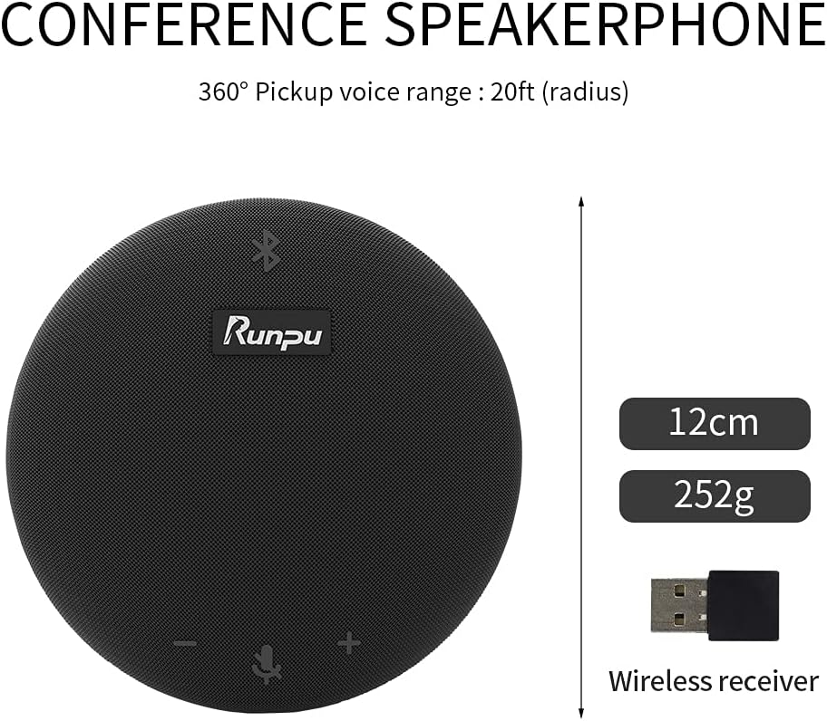 Runpu Video Conference System Bundle =2.4G Wireless Conference Speaker+HD1080P Conference Room Camera for Business Meeting Room