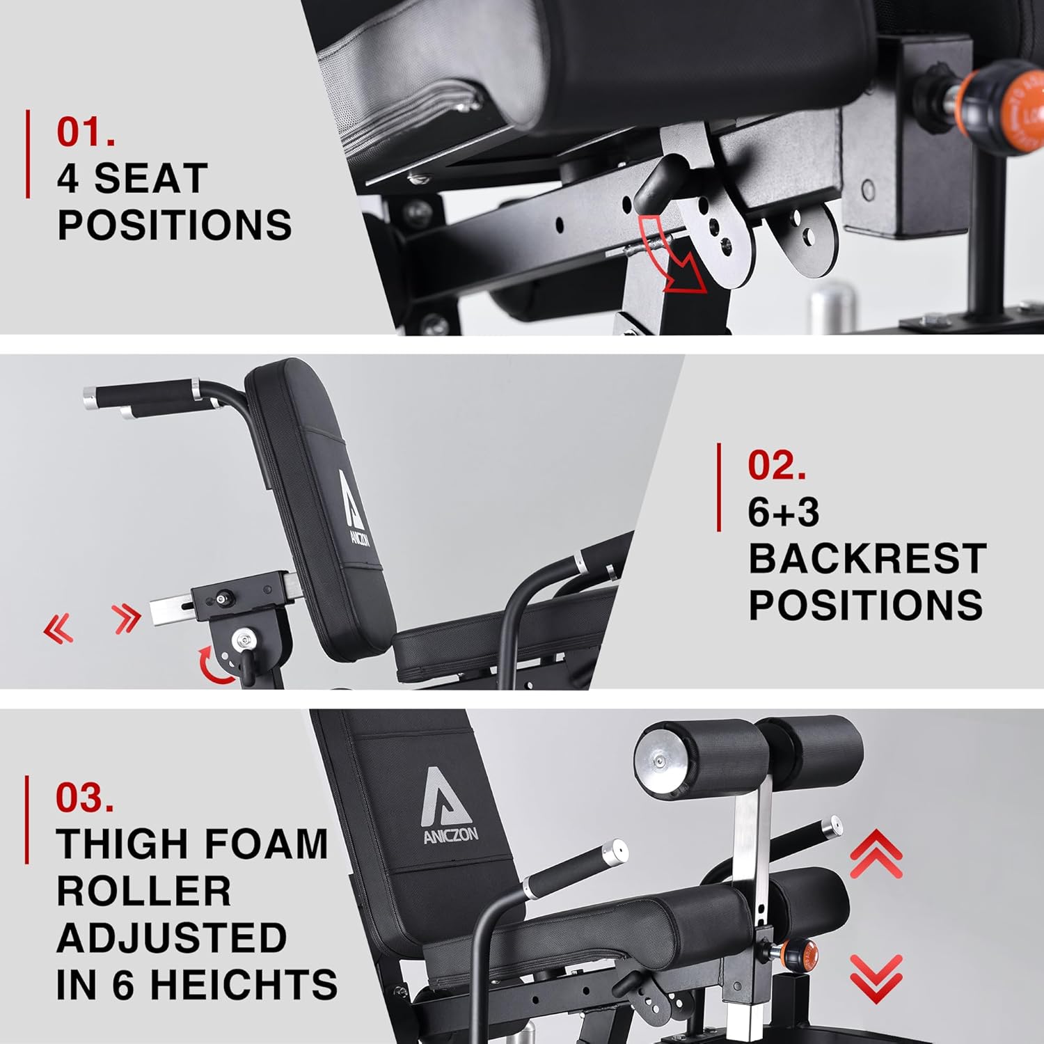 Leg Extension and Curl Machine, Leg Rotary Extension for Thigh with Adjustable Seat & Backrest, Lower Body Special Leg Machine with Plate Loaded for Home Gym, 770LB Commercial Rated